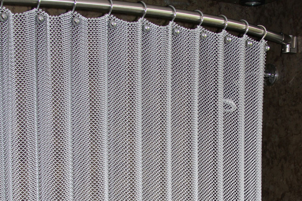 Cascade Coil Shower Curtain Metal, Mesh Shower Curtain